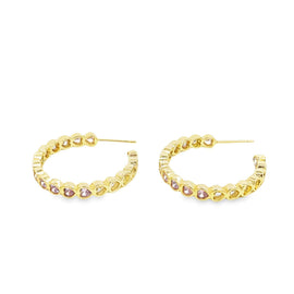 18K Gold-Filled CZ Heart Hoop Earrings