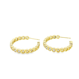 18K Gold-Filled CZ Heart Hoop Earrings