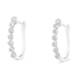 1/4 CTW Sterling Silver Diamond Hoop Earrings