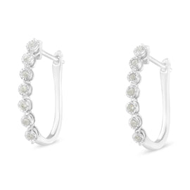 1/4 CTW Sterling Silver Diamond Hoop Earrings