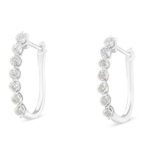 1/4 CTW Sterling Silver Diamond Hoop Earrings