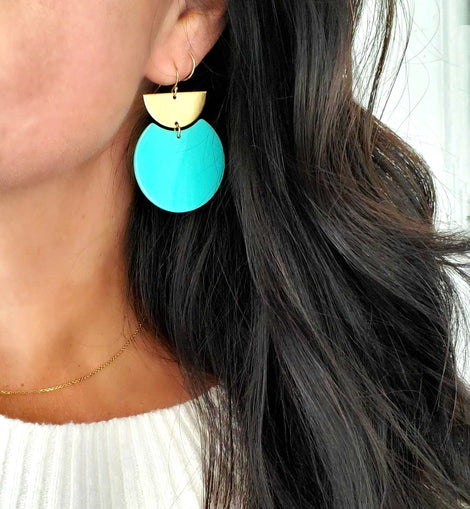 Acrylic Brass Geometric Earrings