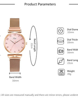 Women's Pink Quartz Watch & Bracelet Set