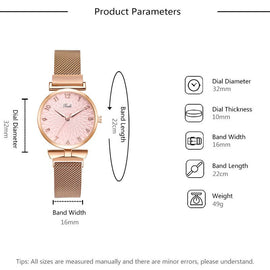 Women's Pink Quartz Watch & Bracelet Set