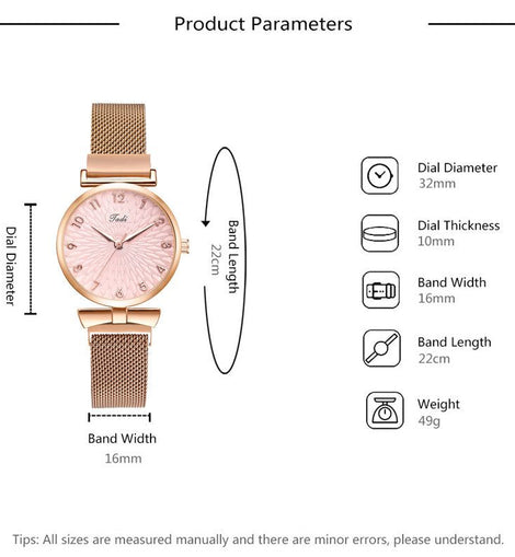 Women's Pink Quartz Watch & Bracelet Set
