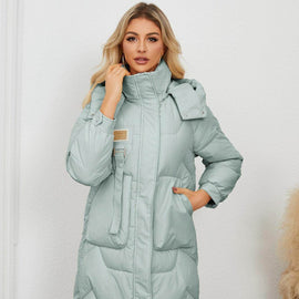 Women's Longline Hooded Coat with Pockets