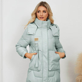 Women's Longline Hooded Coat with Pockets