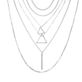 Double Triangle Multilayer Necklace