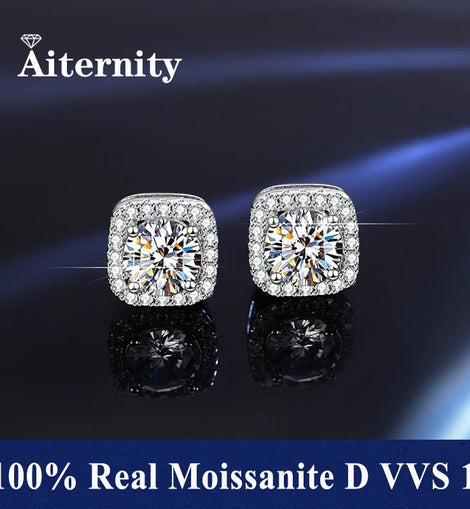 Moissanite Stud Earrings in 925 Sterling Silver