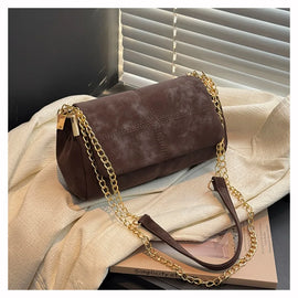 Women's Suede Leather Chain Crossbody Bag