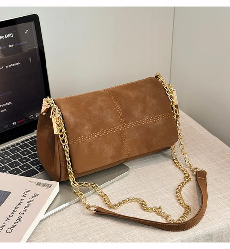 Women's Suede Leather Chain Crossbody Bag