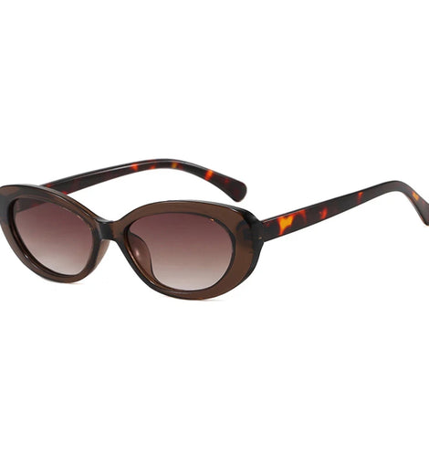 Retro Leopard-Print Oval Sunglasses, UV400