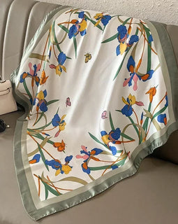Satin-Finish Printed Square Scarf