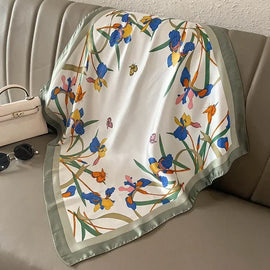 Satin-Finish Printed Square Scarf