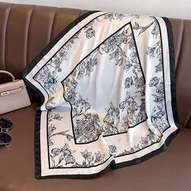Satin-Finish Printed Square Scarf
