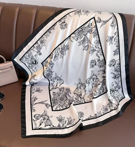 Satin-Finish Printed Square Scarf